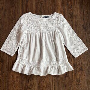 GAP cotton white eyelet lace blouse Medium